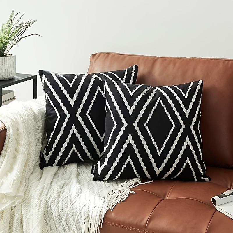 

2pcs Housses de Coussin Géométriques Bohémiennes Aztec en - Imprimé -, Polyester Anti-Allergique, Fermeture Éclair pour Décoration de Canapé & Lit, Tailles 18x18" / 20x20" Disponibles