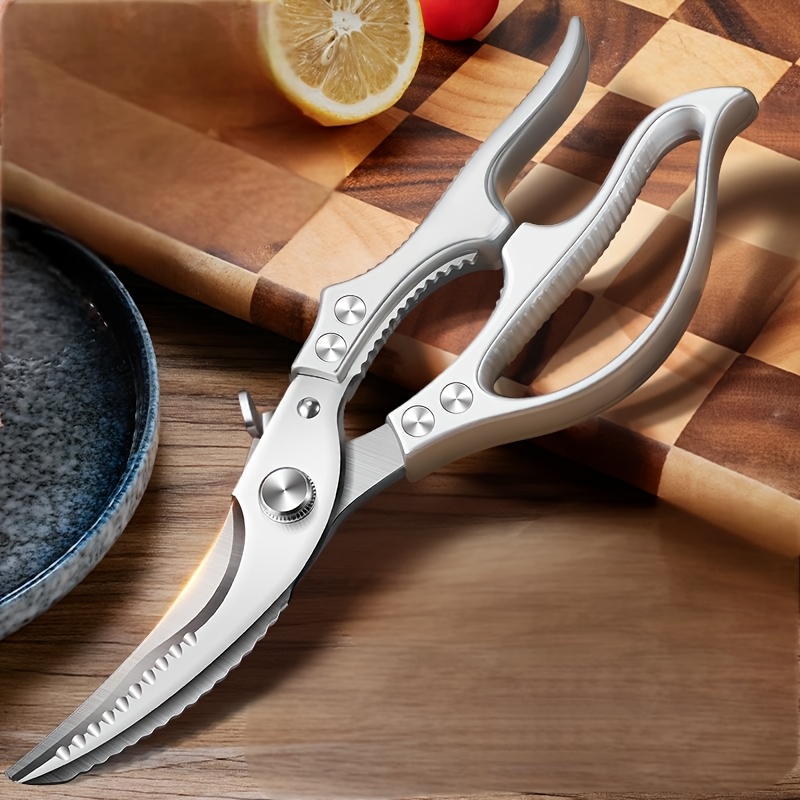 Heavy-Duty Stainless Steel Kitchen Shears with Spring Mechanism - Professional Meat, Poultry, Fish, Vegetables Cutting Shears - Sharp Blade & Ergonomic Handle - for 8 Heavy-Duty Stainless Steel Kitchen Shears with Spring Mechanism - Professional Meat, Poultry, Fish, Vegetables Cutting Shears - Sharp Blade & Ergonomic Handle - for
