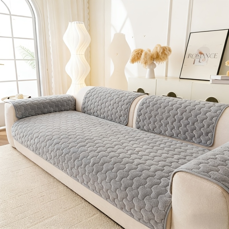 Image of 1pc Bohemian Flannel Sofa Cushion - Quilted , Universal Furniture Protector, Pet-friendlya Cover, Anti-slip Protector, Sofa Cover For Living Room, Bedroom, Office - Suitable For 2-4 Seats