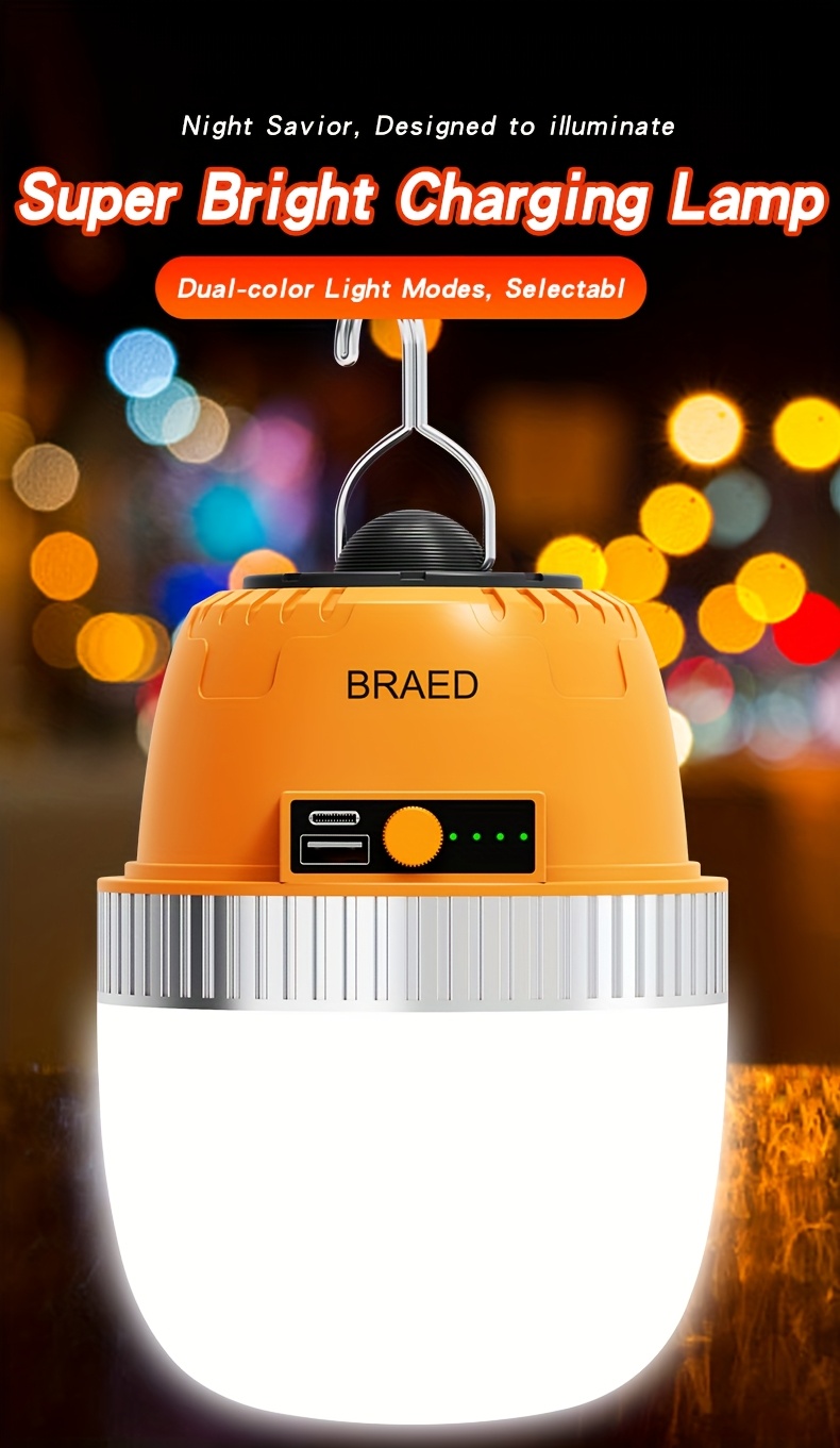 rechargeable led camping lantern camping essentials long lasting 4   camping   bank lantern flashlight for camping emergency power outages Product details 0