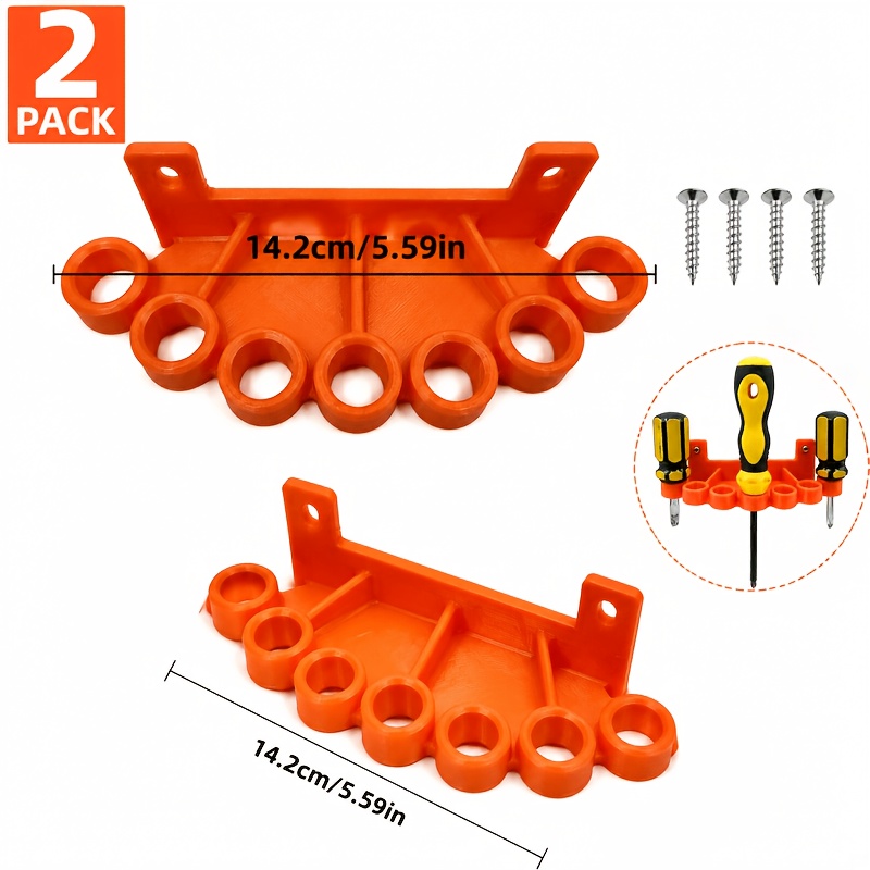 TEMU 2pcs Fan-shaped Round Hole Workshop Garage Wall Mount Tool Organizer, Orange Stand 14.2cm(5.59in) - Holder For Hand Tools, Space Saving Pegboard