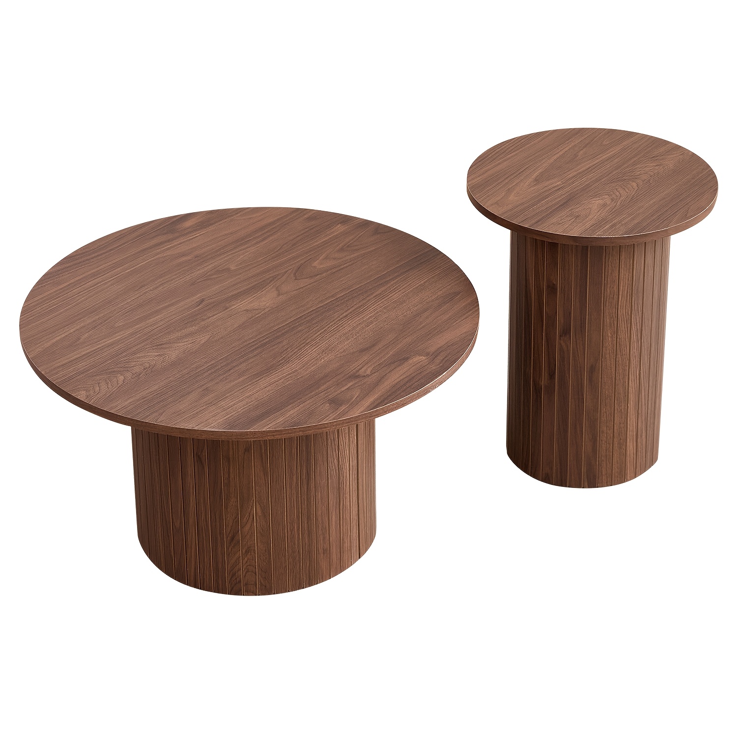 Image of Egoonm Set Of 2 Coffee Table, Table, Side Table With Mdf, For Living Office, Country House, Space , 70cm & 50cm(brown/light/yellow)