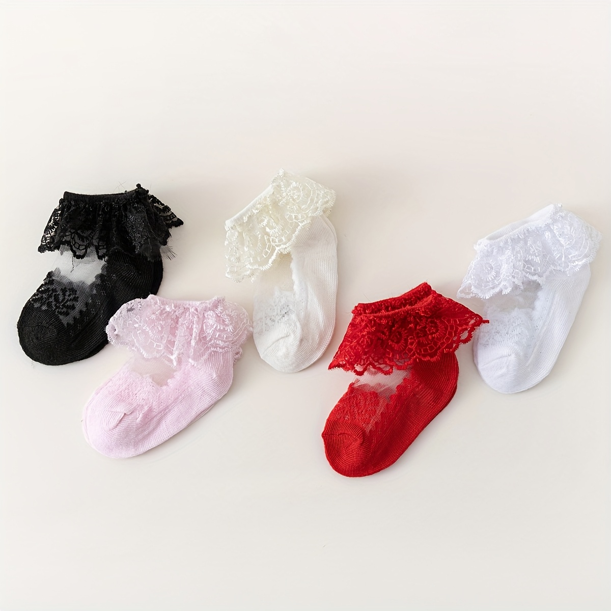 5 Pairs Of 's Socks, Thin Crystal Socks For Spring And Summer, 's Lace Socks