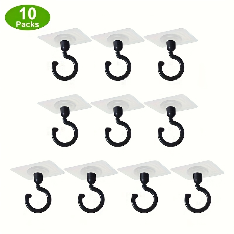 10-pack 360-degree Rotating Punch-free Self-adhesive Ceiling Hooks, No Drilling Required, Traceless Design, Suitable For Hanging Lamps, , Lanterns, Wind Chimes, Clothes Racks, Curtains, Utility Hooks