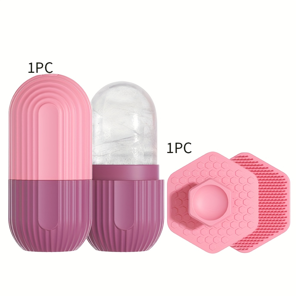 Image of 2pcs - Silicone Ice Roller - Silicone Brush - Designed For Face And Eyes To Facial , Enhance Skincare Benefits And Radiance, Eye Massage And Relaxation
