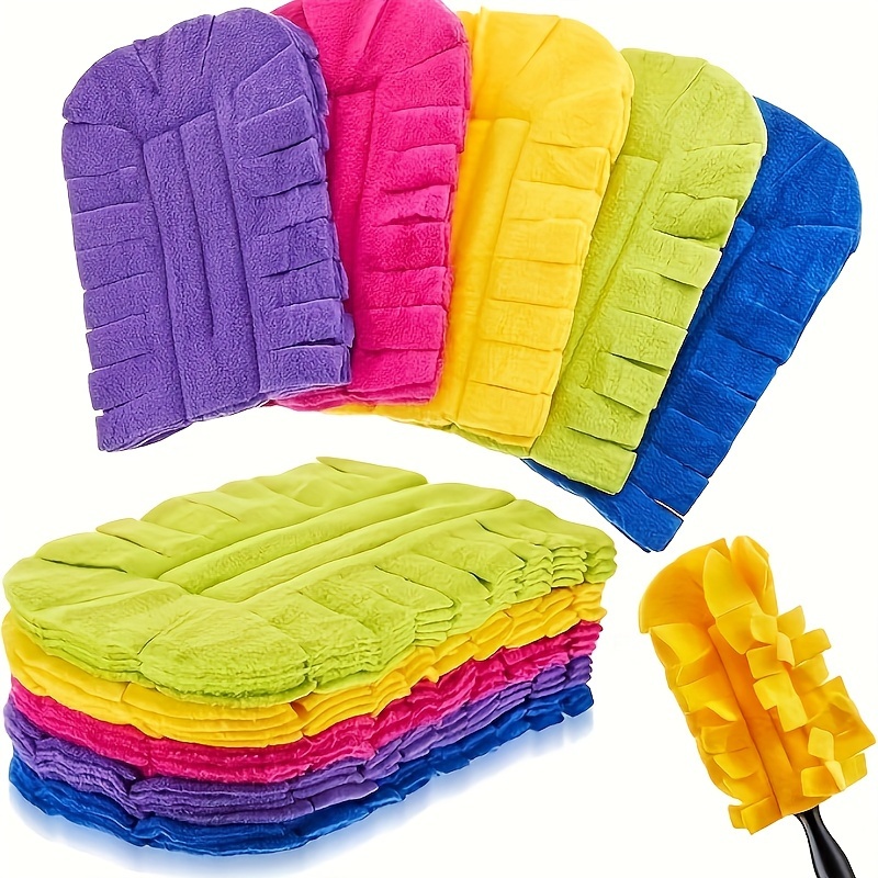 

Set Of 5/10 Multi- Washable Rainbow Cleaning Cloths, Dusters Fibers, Suitable For Wet And Dry Use, Includes A Handle.