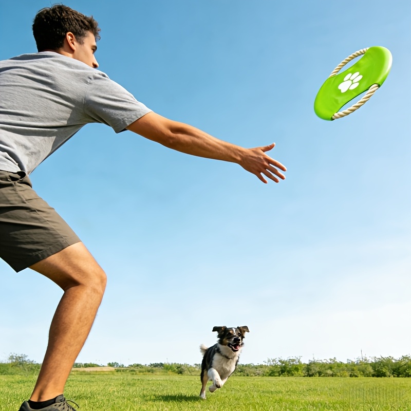 Image of Dog Rope Canvas Flying Disc, Chew-resistant Flying Disc, Pet Toy For Dogs, Rope Chew Toy, Training Supplies, Strong And Durable