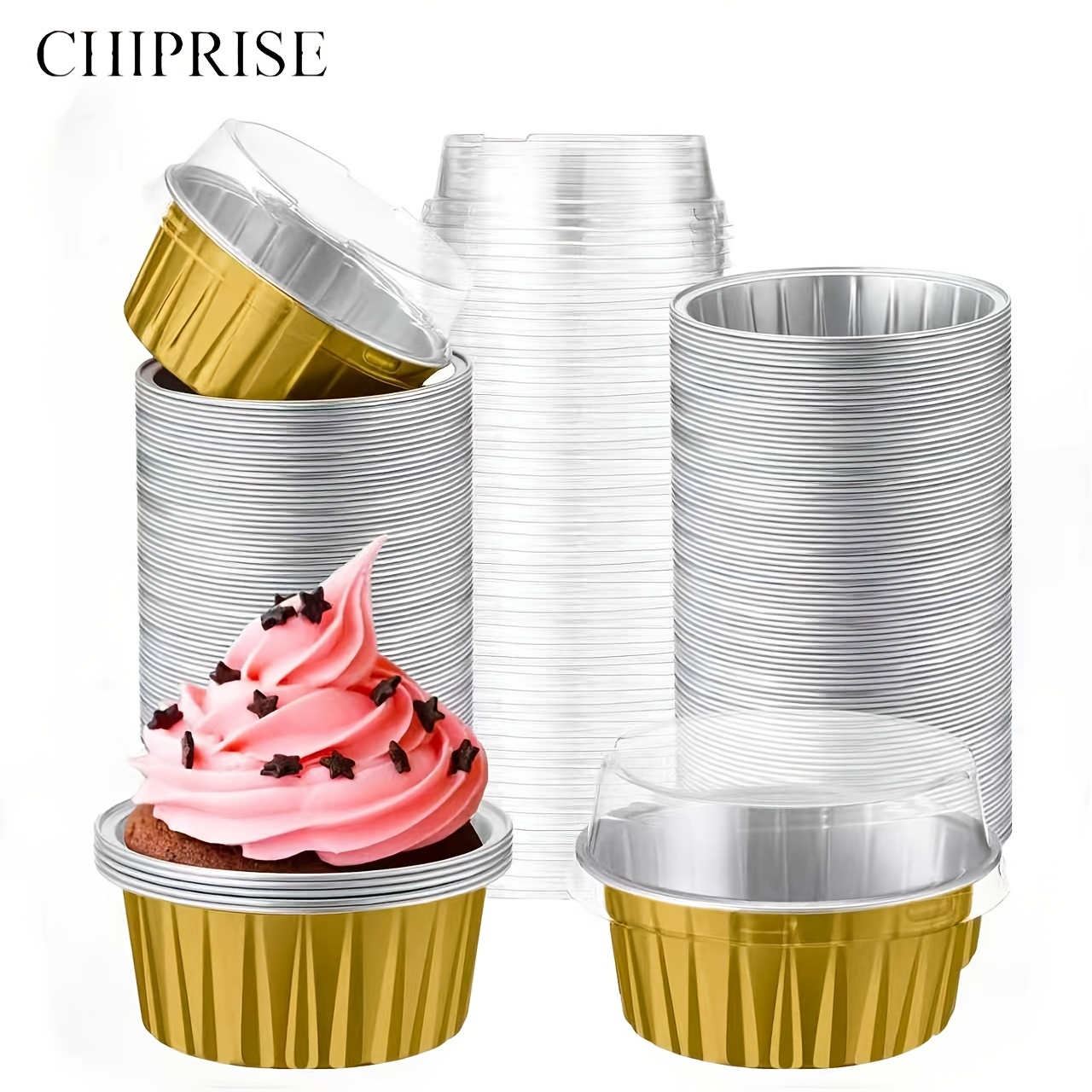 TEMU 90pcs(45 Boxes+45 Lids) Disposable Mini Foil Cake Pans Set With Lids - Fluted Molds, For Wedding, Birthday, Christmas, Halloween Parties, New