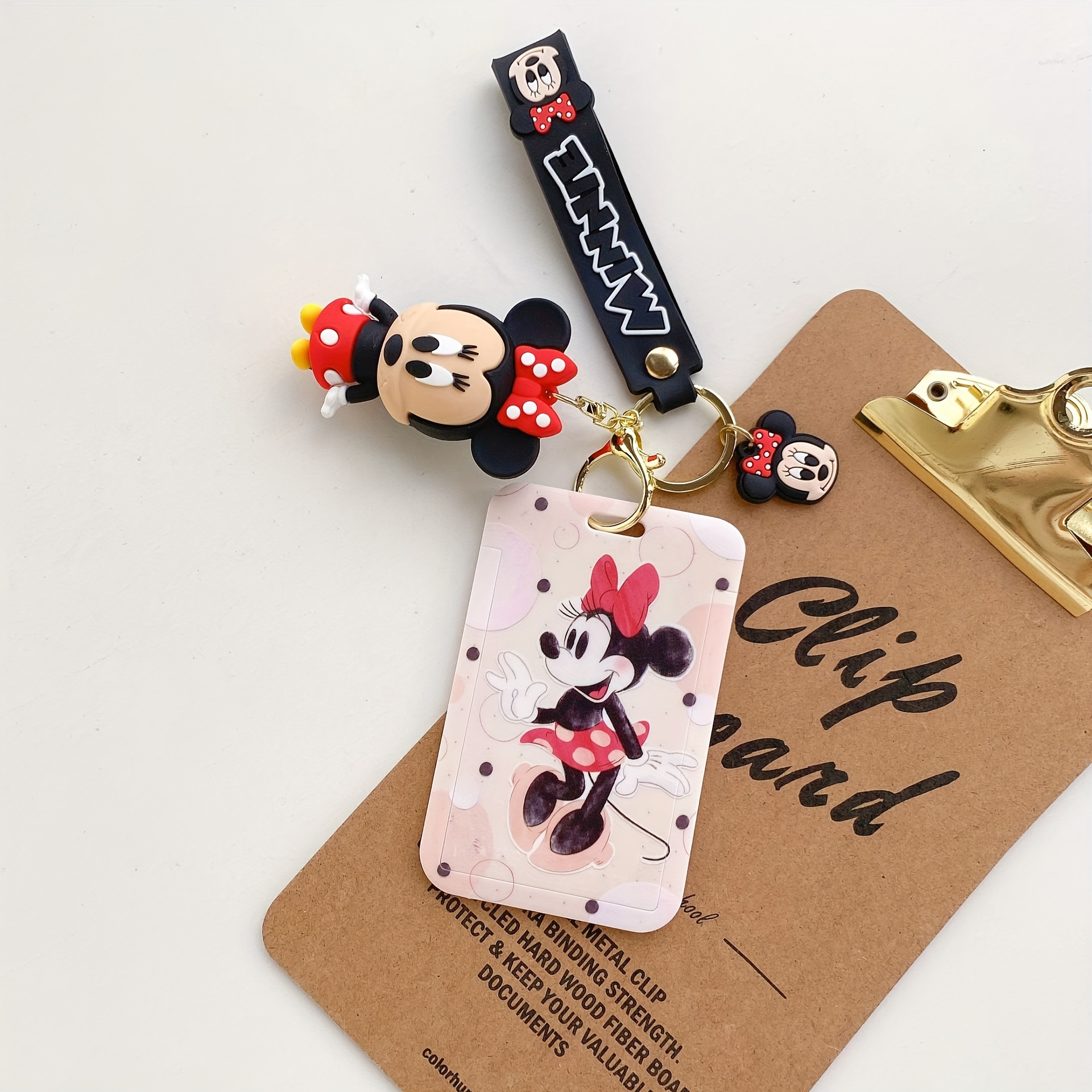 1pc Keychain Id Badge Holder With Metal Keyring, Cute Mickey Daisy Photocard Card Holder, Credit