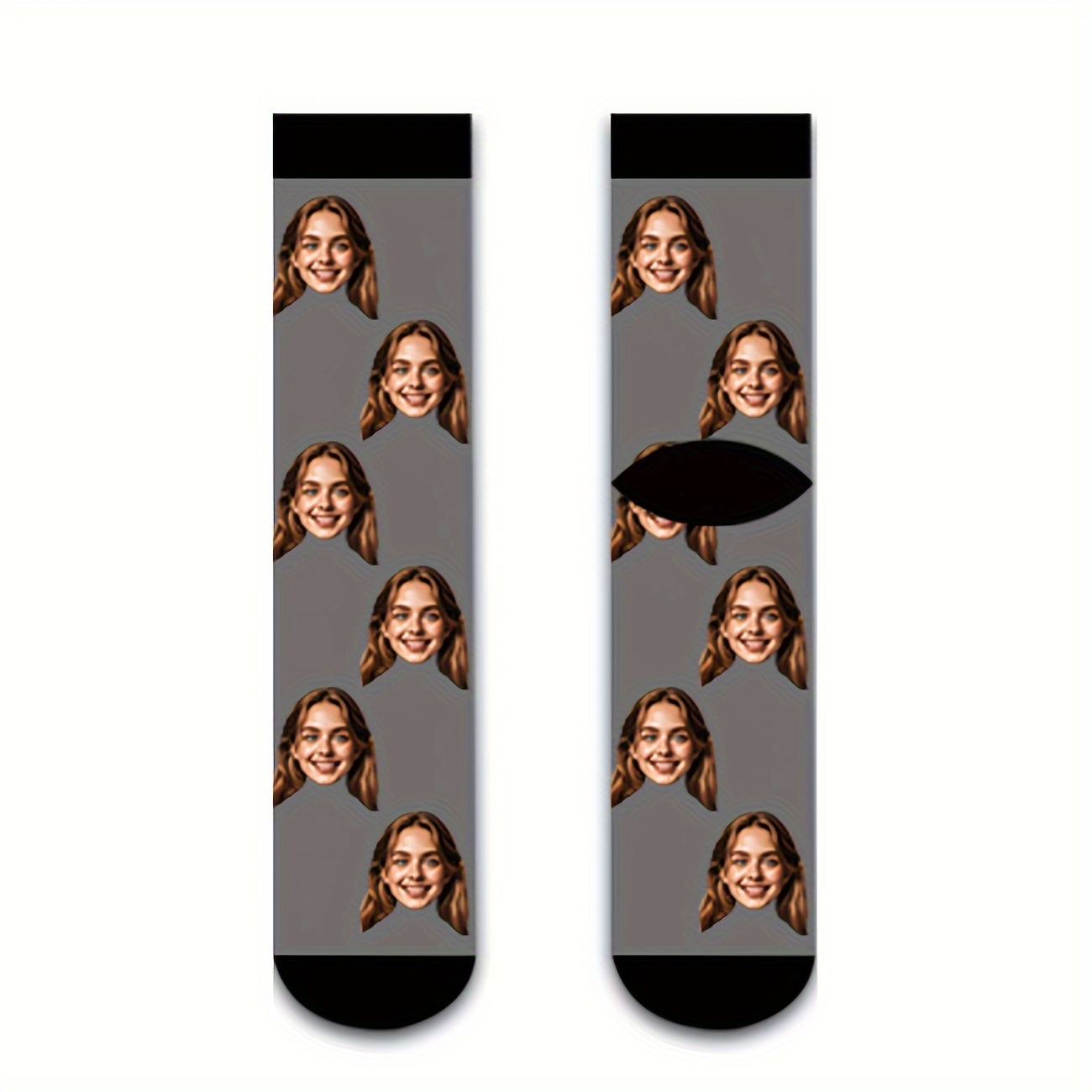TEMU 1 Pair Of Personalized Face Men's Mid-calf Socks With Custom , Stylish Custom-image Socks For Guys And Beautiful Girls/couples, Fun Custom-image