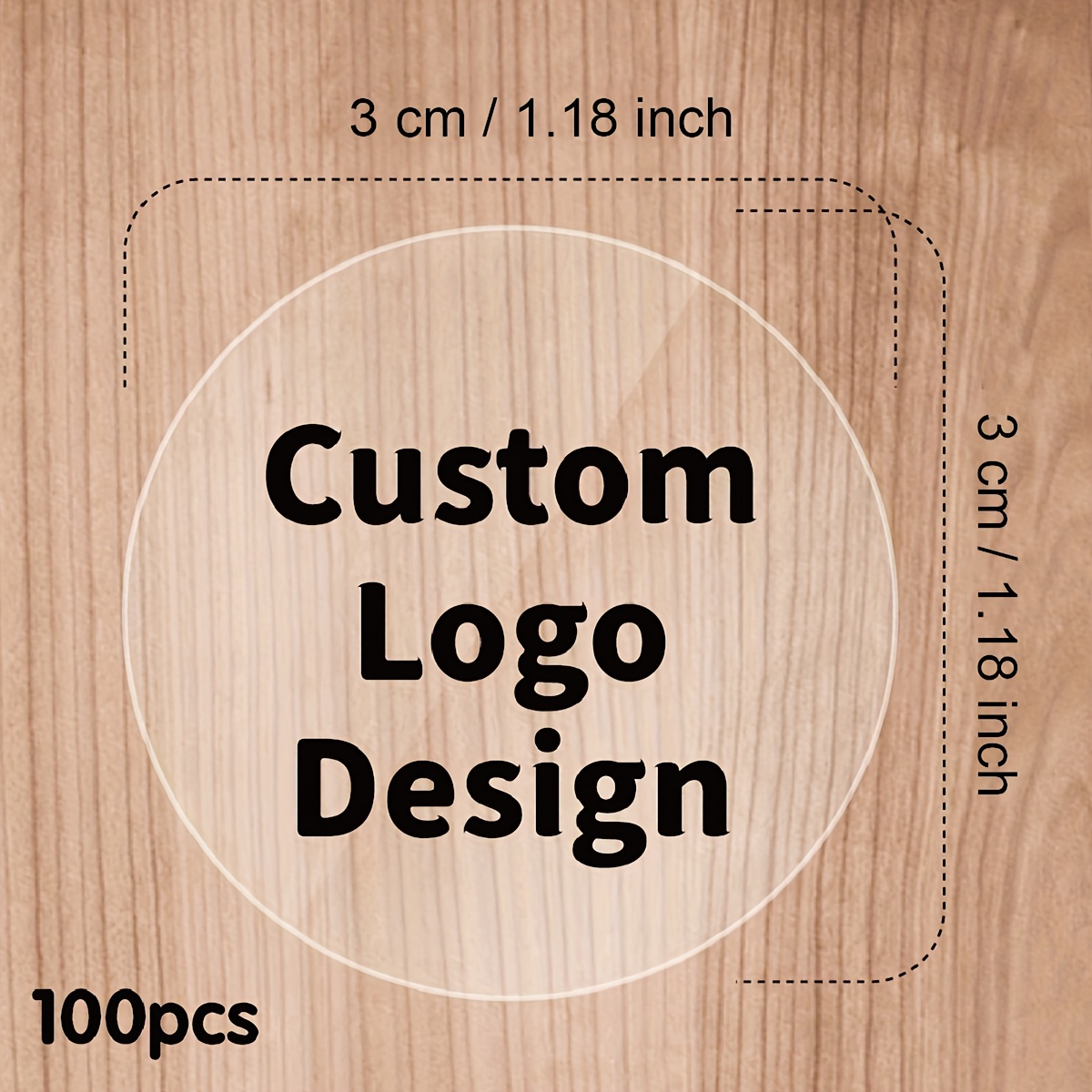 TEMU 100pcs Autocollants en Vinyle Étanches Personnalisables, Étiquettes Rondes de 3-7cm avec Fond Transparent - Personnalisez avec Votre Logo pour
