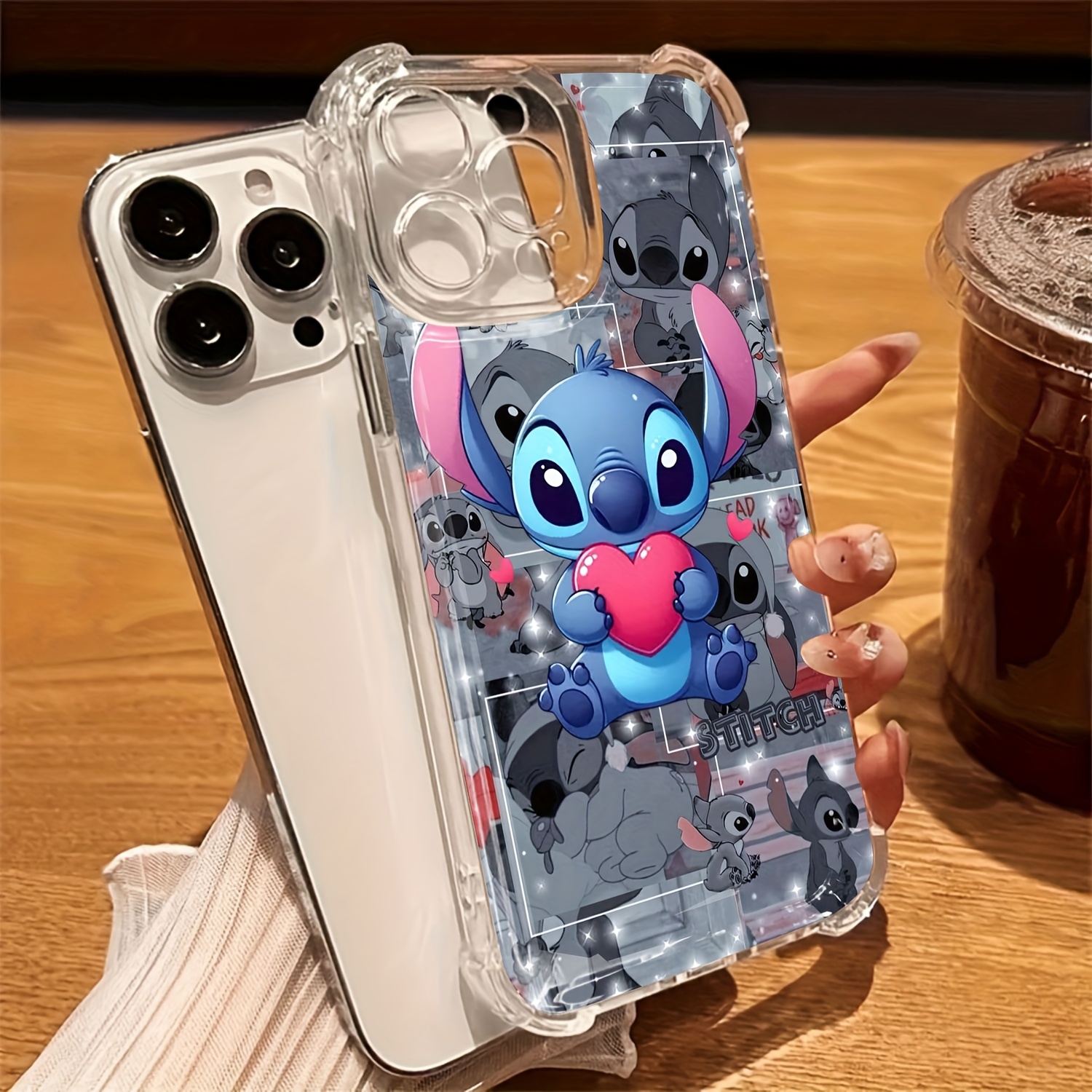 Disney Officially Licensed, The Adorable Moments of Stitch Cute Four-Corner Anti-Drop Full Protection Transparent Phone Case, for iPhone 16/15/14/13/12/11/X/XS/XS Max/Pro/Pro Max/Plus, Birthday Gift, Holiday Gift, Valentine's Day Gift, Perfect Gift