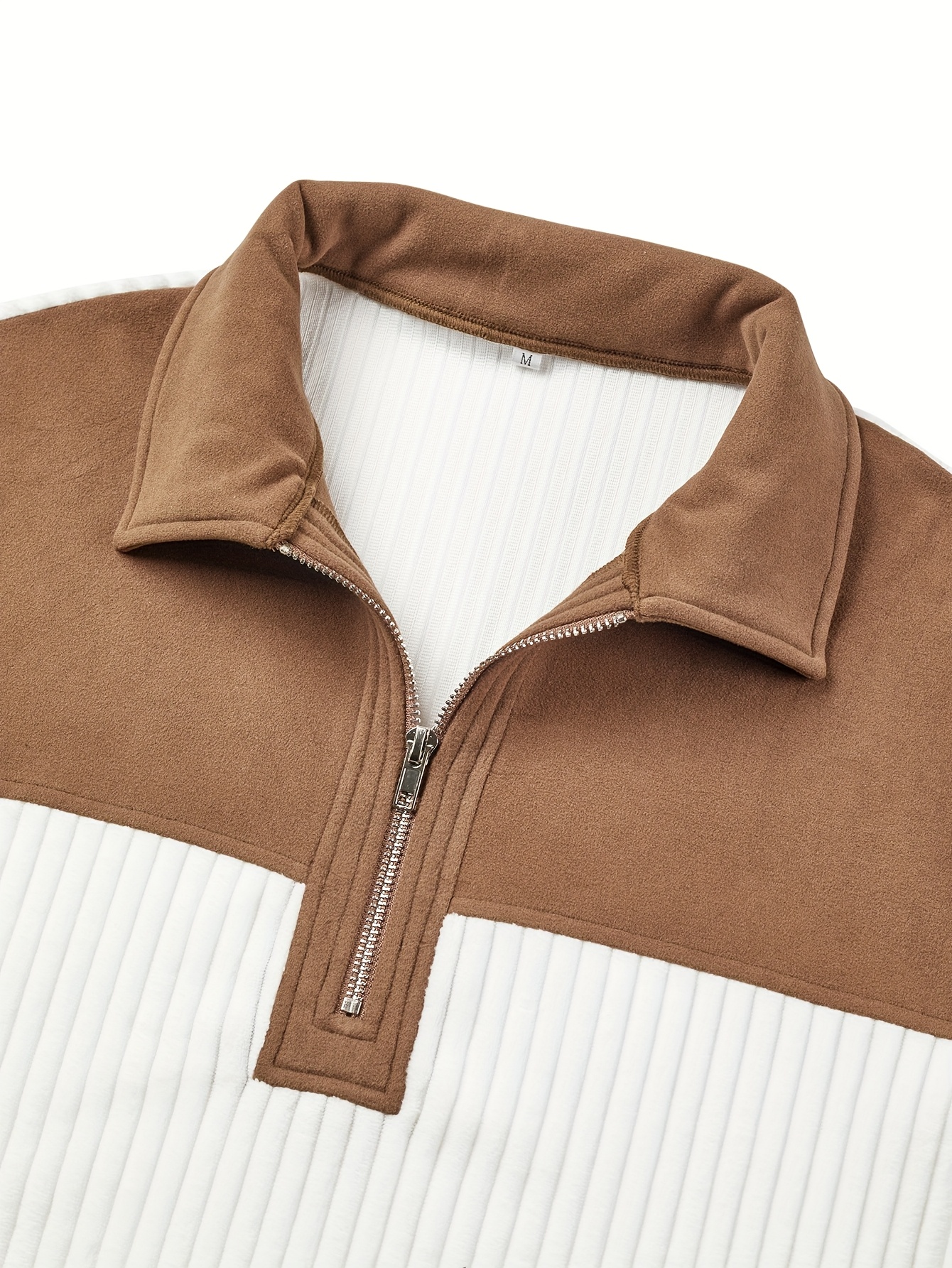 Heren Casual Pullover met Kleurblok Design - Geribbelde Kleurblok Patchwork, Dikke Warme Trui met Rits aan de Hals. Ideaal voor Dagelijkse Vrijetijdsmode met Eenvoudige en Veelzijdige Lange Mouwen voor Woon-Werkverkeer