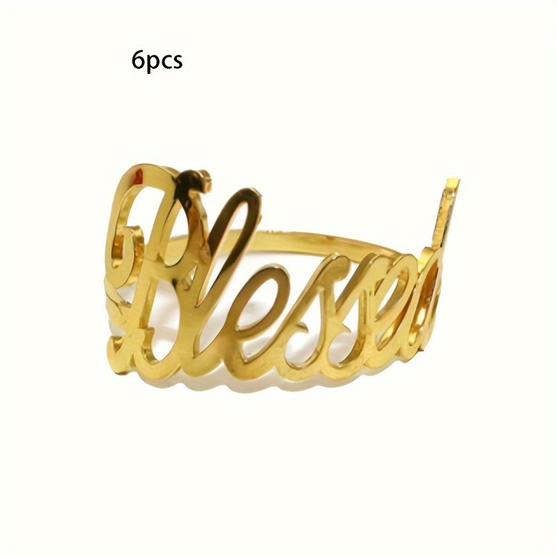 TEMU 6pcs, Golden Napkin Rings, Metal Napkin Holders, Napkin Buckles, For Venue Setup, Wedding Reception, Dinner Or Holiday Party Gathering, Table Decoration, Metal Gifts