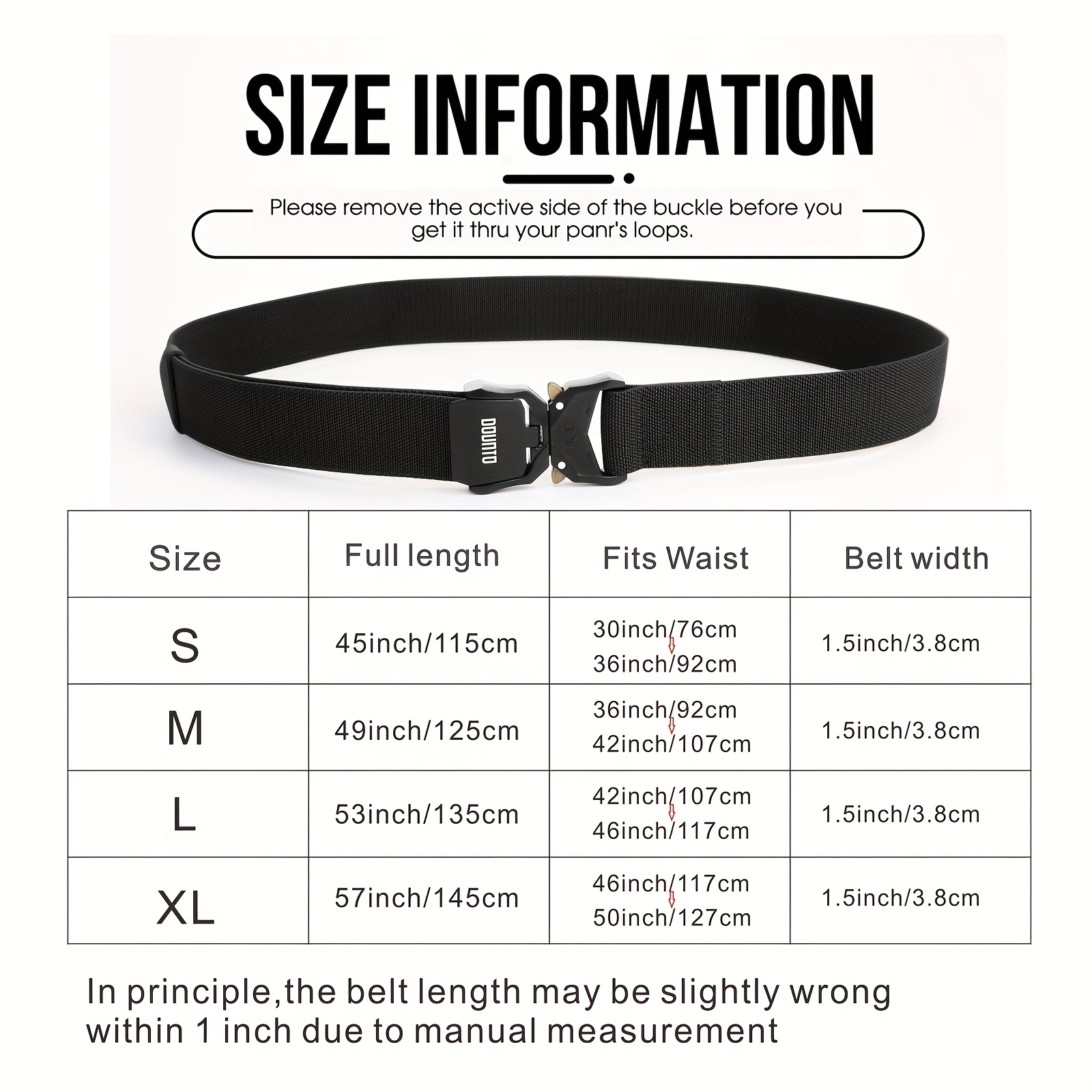 DUNTO Tactical Quick Release Belt for Men Durable Stretch Nylon Secure Buckle