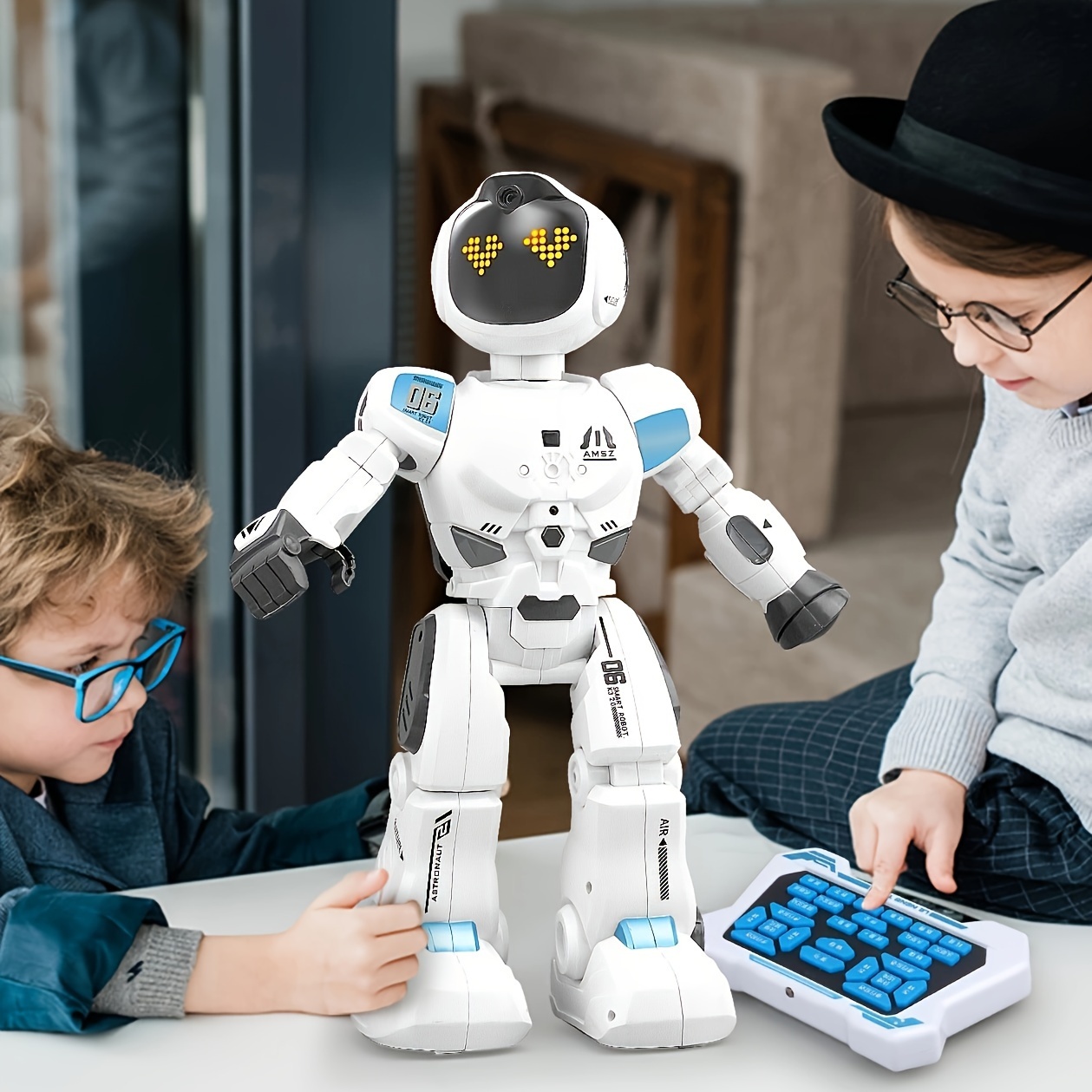 

Large Smart Emo Rc Robot Toys For Kids 5-7, Gesture Sensing Programmable Interactive Remote Control Robots For 8-12 With Led For Boys 4-9 Years Old Birthday Christmas Gifts