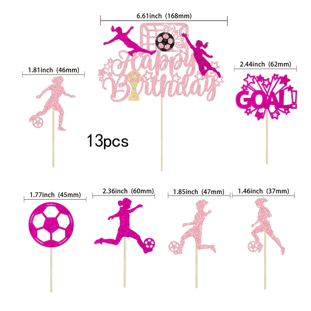 Image of 13pcs Women's Soccer Cake Topper, Birthday Cake Decoration For Women's Soccer Party,halloween, Christmas