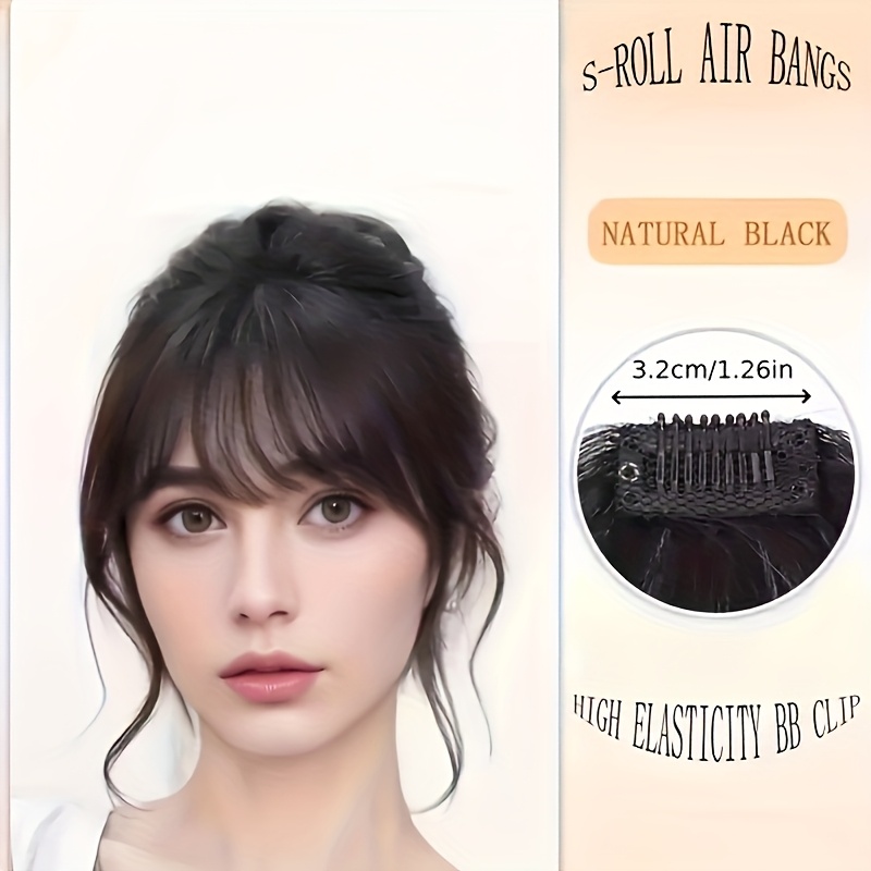womens curly wave bangs clip in hairpiece high temperature fiber   natural   for music festivals christmas parties details 2
