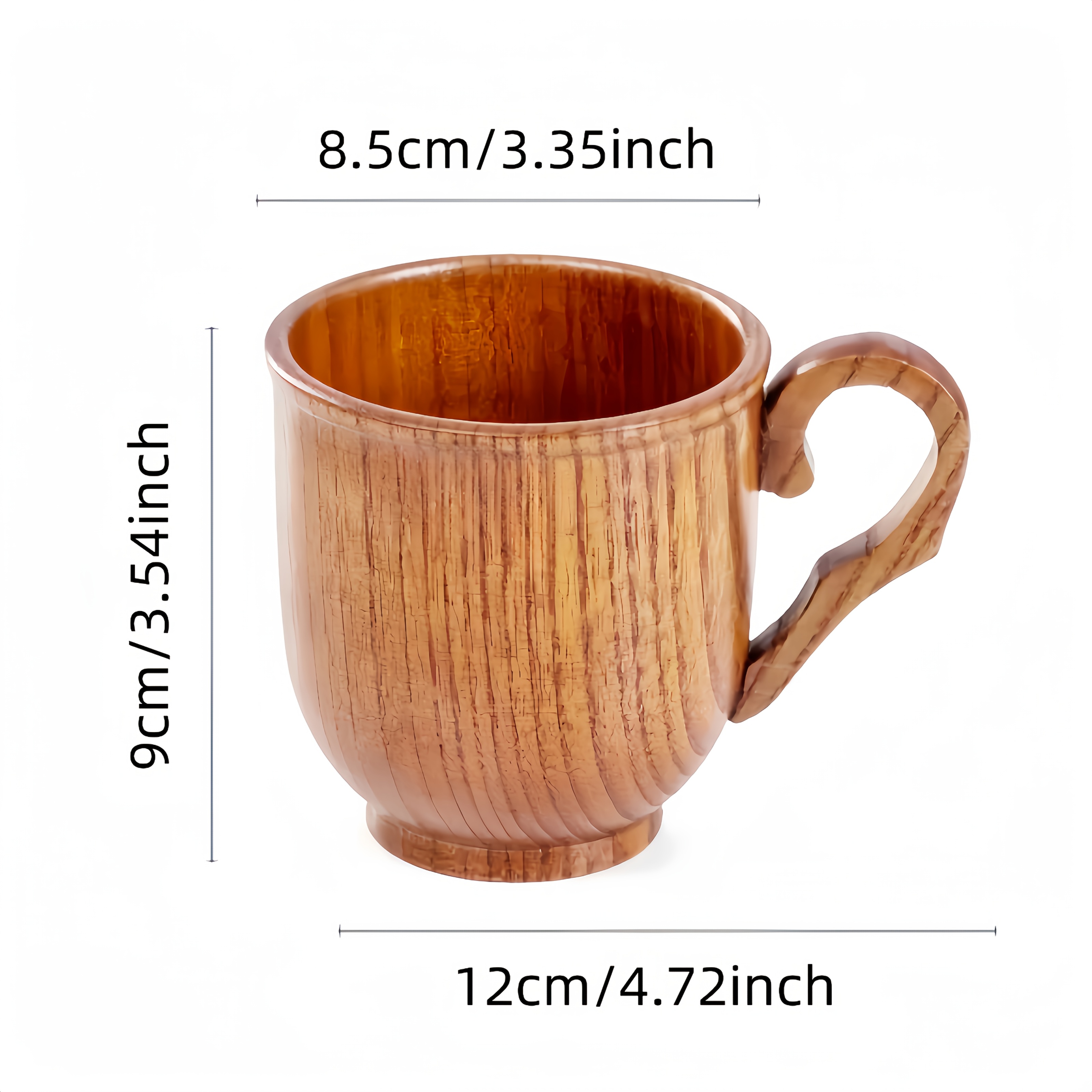 TEMU A Solid Wood Vintage Cup With A Handle, A Tea Cup, A Milk Cup, Drink Cup, A Water Cup For And Restaurants - Keep Your Tea And Coffee Hot For A