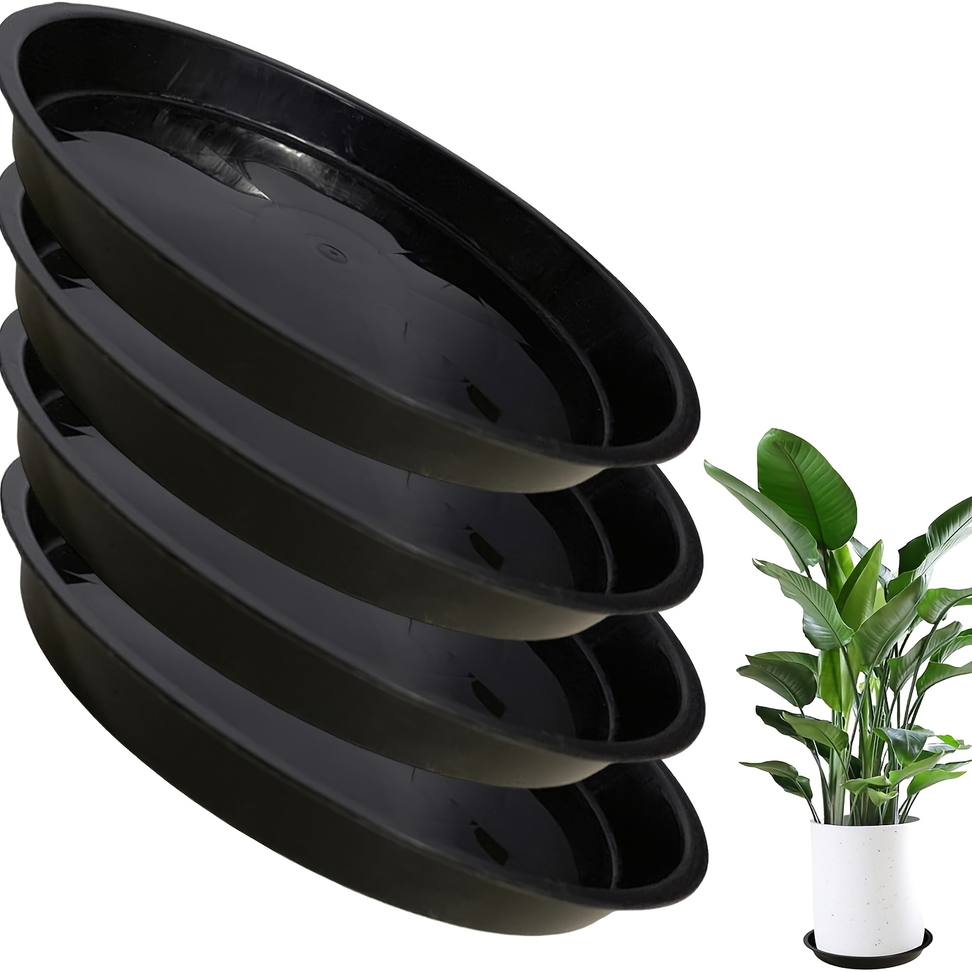 4pcs 16 inch plant saucer round black plastic tray indoor - Temu Oman