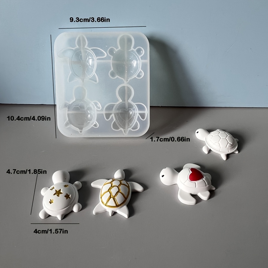 Image of Clay Mold 4pcs 3d Turtle Silicone Mold, Resin Casting Silicone, Home Decor, Handicrafts, Gypsum Cement Mold, Reusable, Easy To Demold, Festive And Birthday Gifts. Casting Silicone Mold