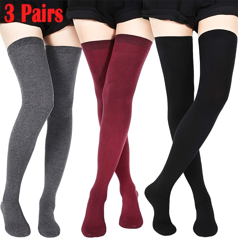 

3 Pairs Women's Extra Long Socks Thigh High Socks Gifts For Wife Girlfriend, Extra Long Boot Stockings For Women Dress Socks
