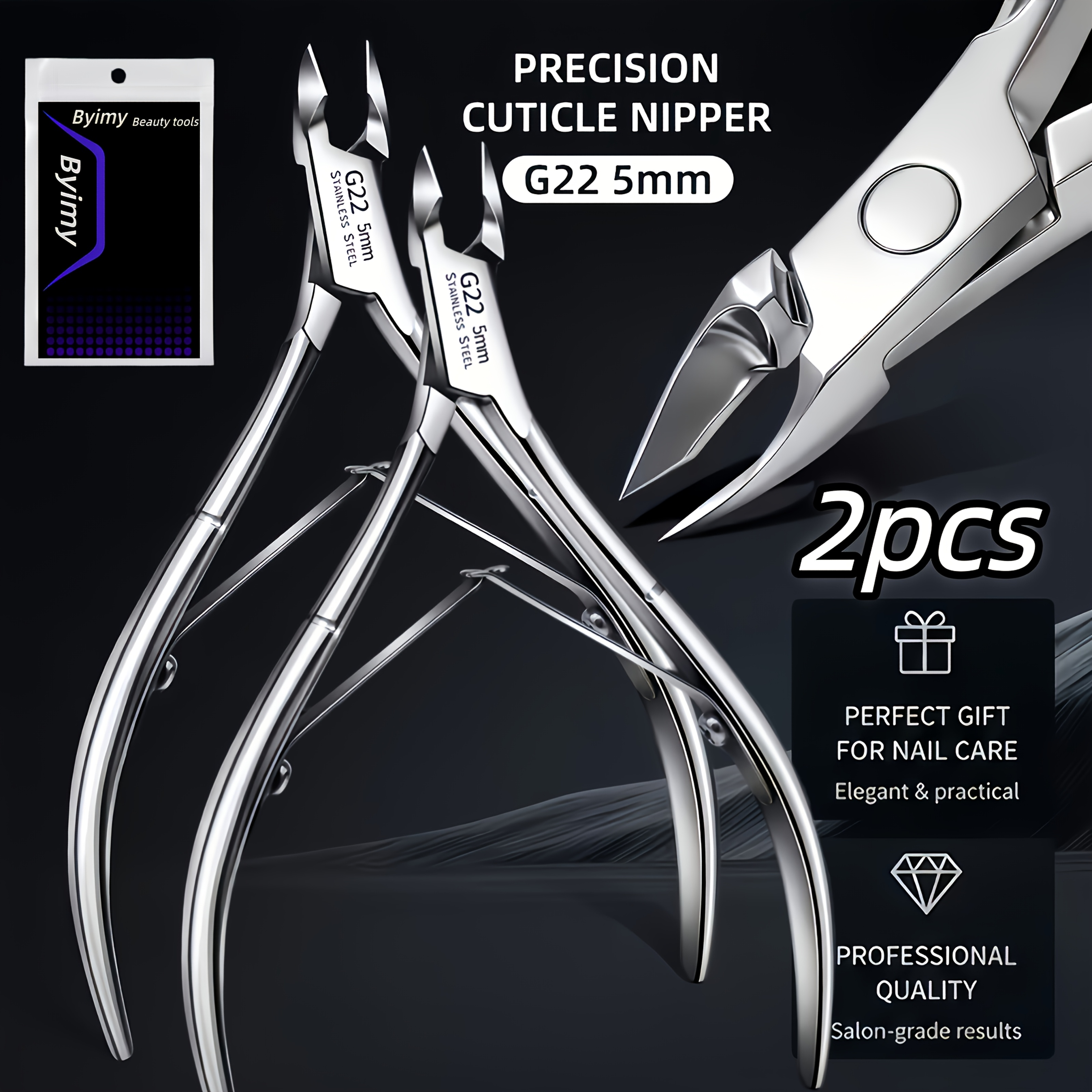 TEMU 2pcs G22 Stainless Steel Cuticle , Easy-to-use Nail Cuticle Scissors, Nail Clippers, Professional Cuticle Nippers For Nail Salons, Professional