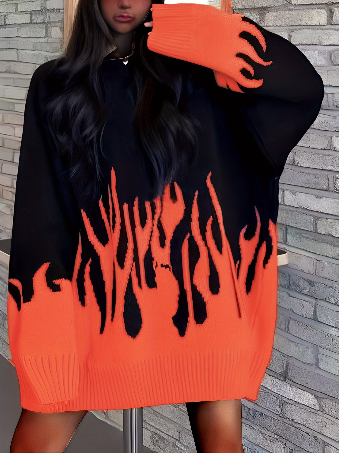 flame sweater sold on Temu United States