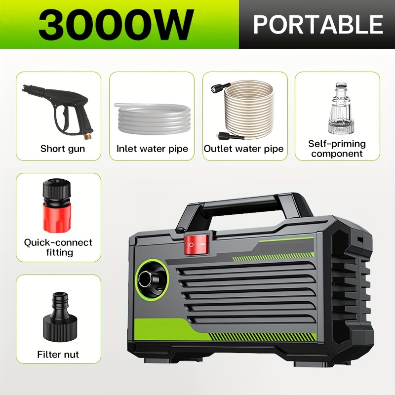 TEMU Pressure Washer Set Large Portable Car Wash Water Gun Battery Power Sprayer Pressure Washer Car Pressure Washer Nozzle Pressure Washer Machine