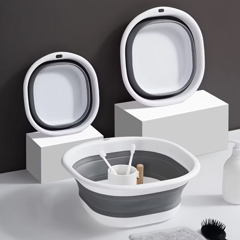 

3pcs Foldable Sink Set, Plastic, Fragrance-free, Portable Travel Basin For Dorm, Home, Laundry, Commercial Personal Hygiene, Bathroom Container, No Power, No Battery