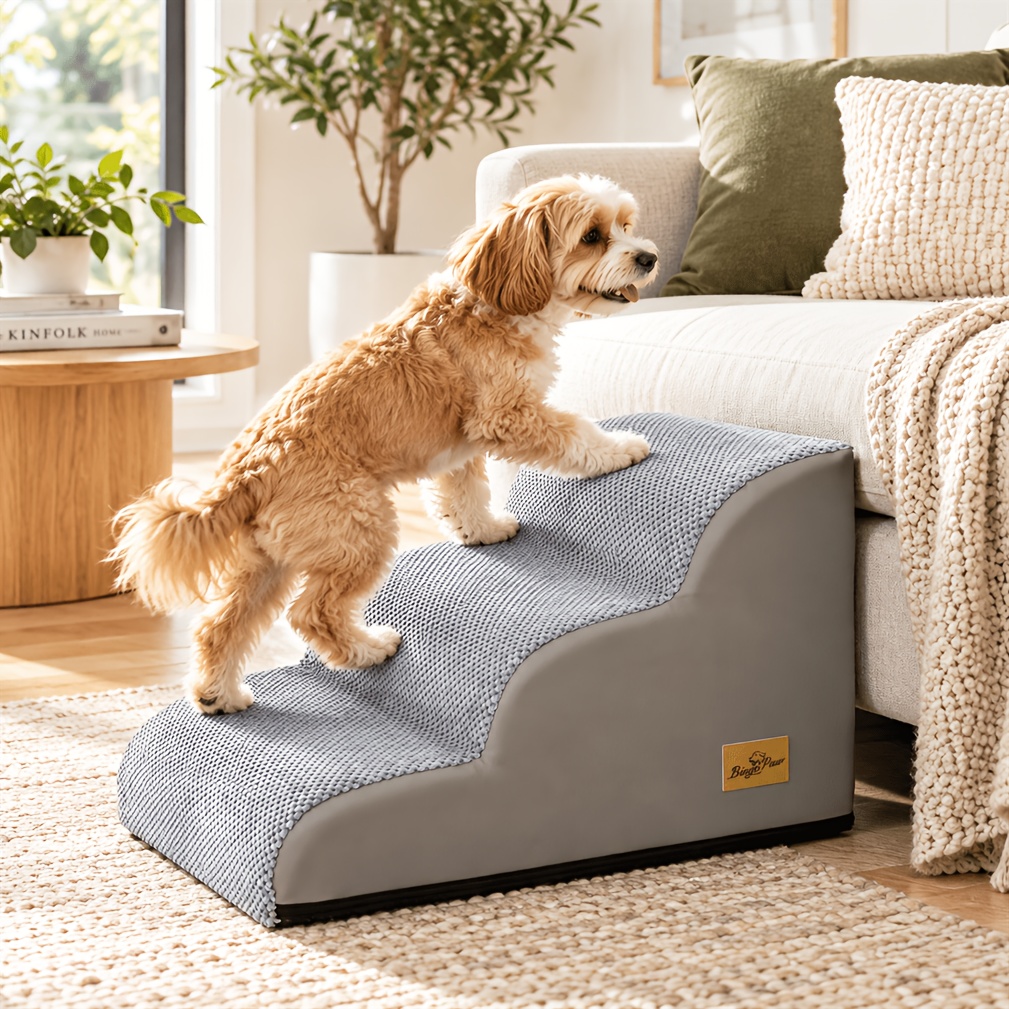 TEMU 1pc Dog Stair Ramp Slope Dog Step Stable Thick Foam Stair For High Bed Sofa Couch Removable Cover