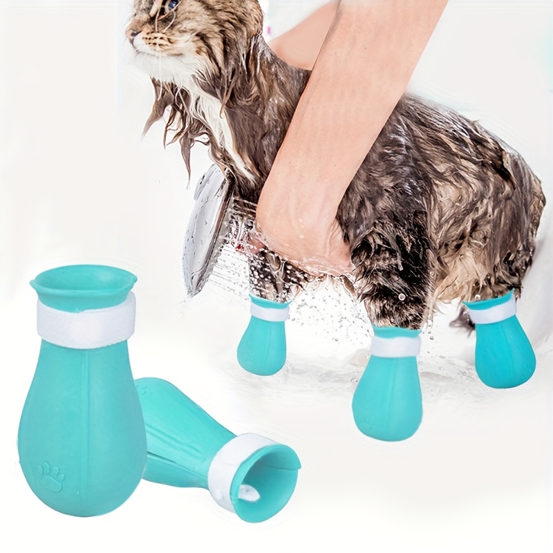 scratch proof cat paw protectors four adjustable cat paw protectors designed to prevent scratches suitable for grooming bathing and shaving prevents   and scratches nail clippings and   covers to prevent licking when feeding Product details 3