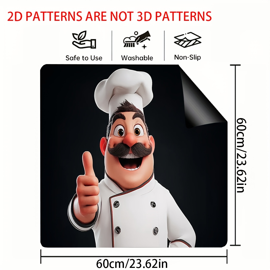 TEMU 1pc, 2d Flat Printing Stove Cover Mat Protection Pad, Furnace Top Decorative Mat Design With , Coffee Decor Suitable For Any Kitchen,washing