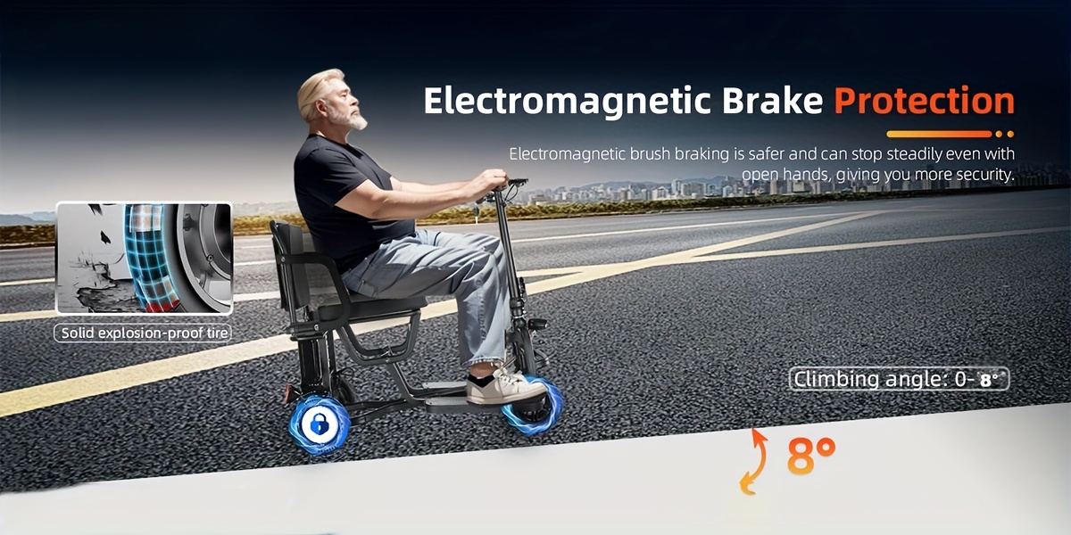 lightweight folding mobility scooter for seniors with 12ah 25 mile range electromagnetic brake scooter with rear storage padded absorption airline approved no assembly Product details 7