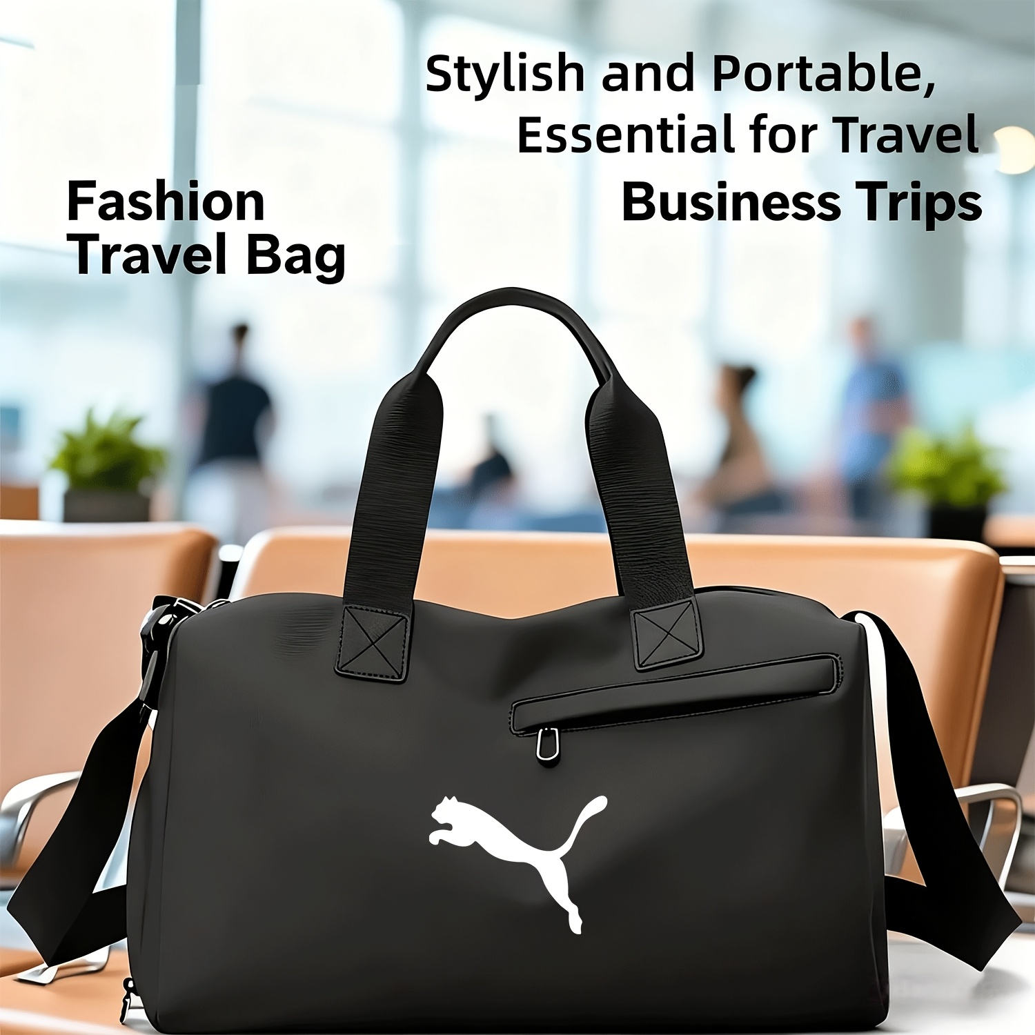 PUMA Logo Print Gym Bag, Professional Wet & Dry Separation, Extra Large Capacity, Unisex Lightweight Sports Bag, Street Fashion, Short & Long Distance Travel, Crossbody Sports Style Luggage Bag