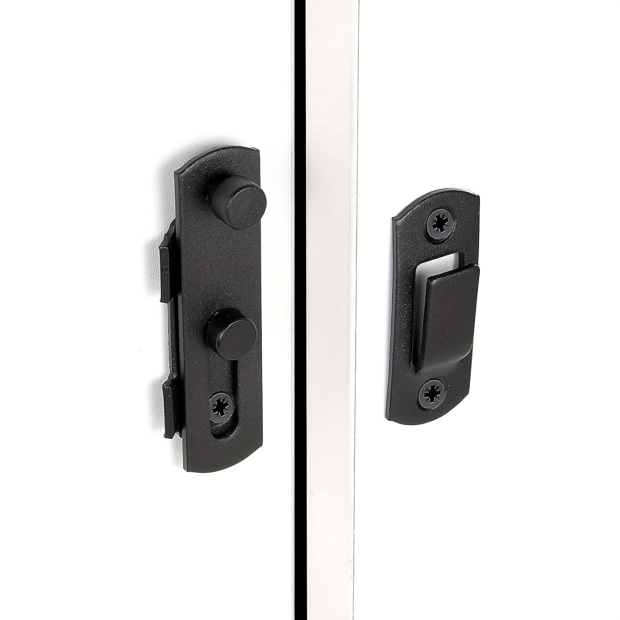 Barn Door Lock Gate Latch - 2 Pack 4 Inch Black Hook and Eye Latch