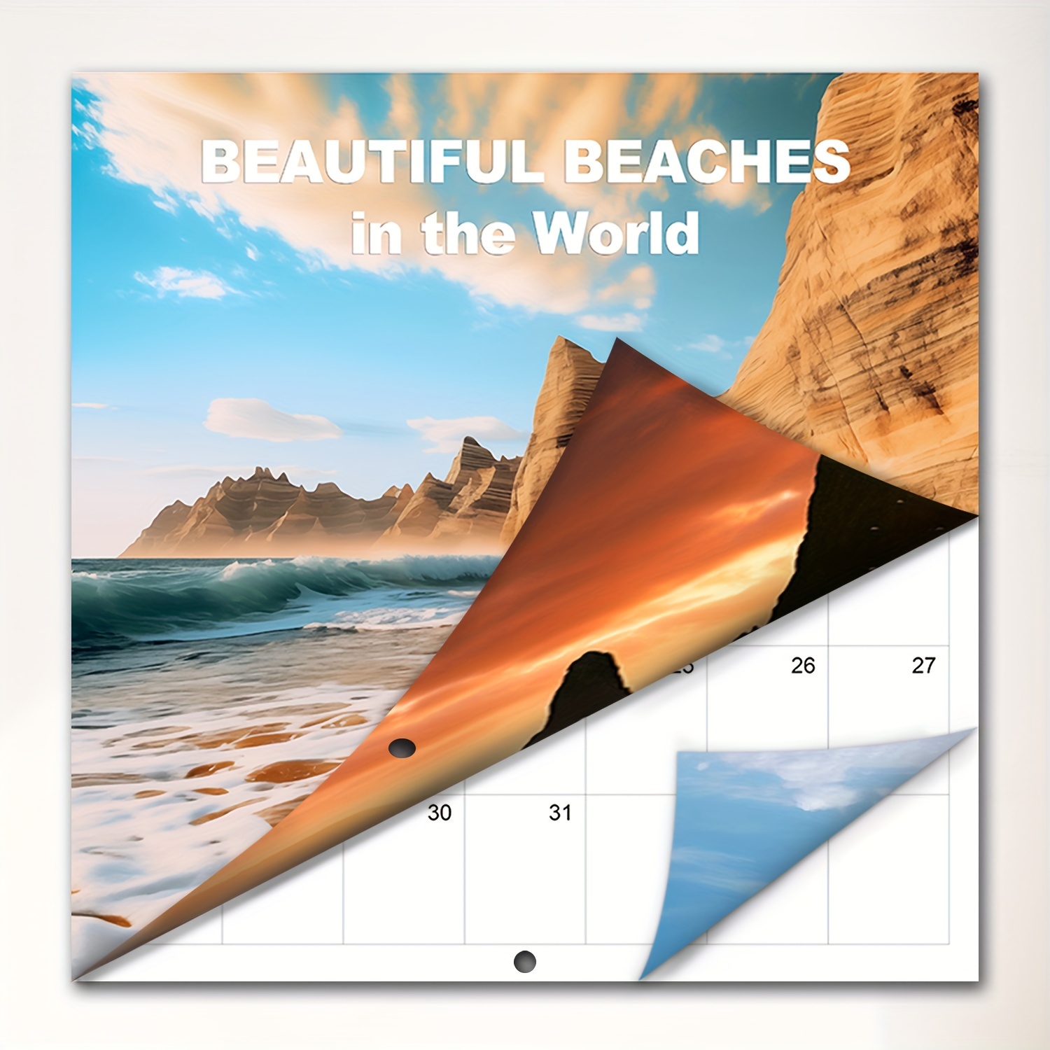 Beautiful Beaches 18month Wall Calendar Set Thick Paper, Family