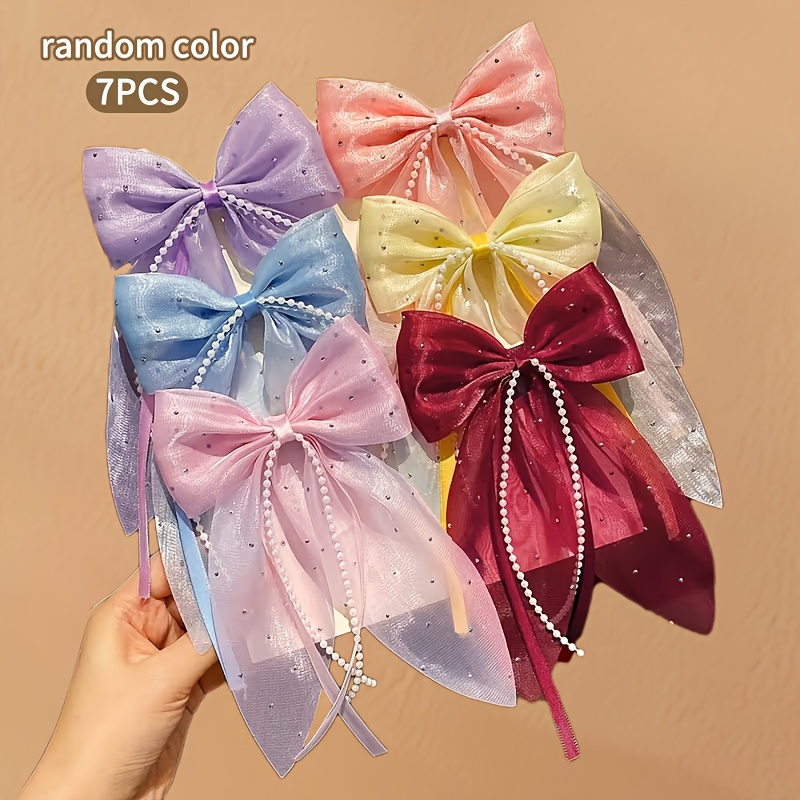 7   colorful fabric bow hair clips fashionable hair accessories suitable for daily use colors random details 2