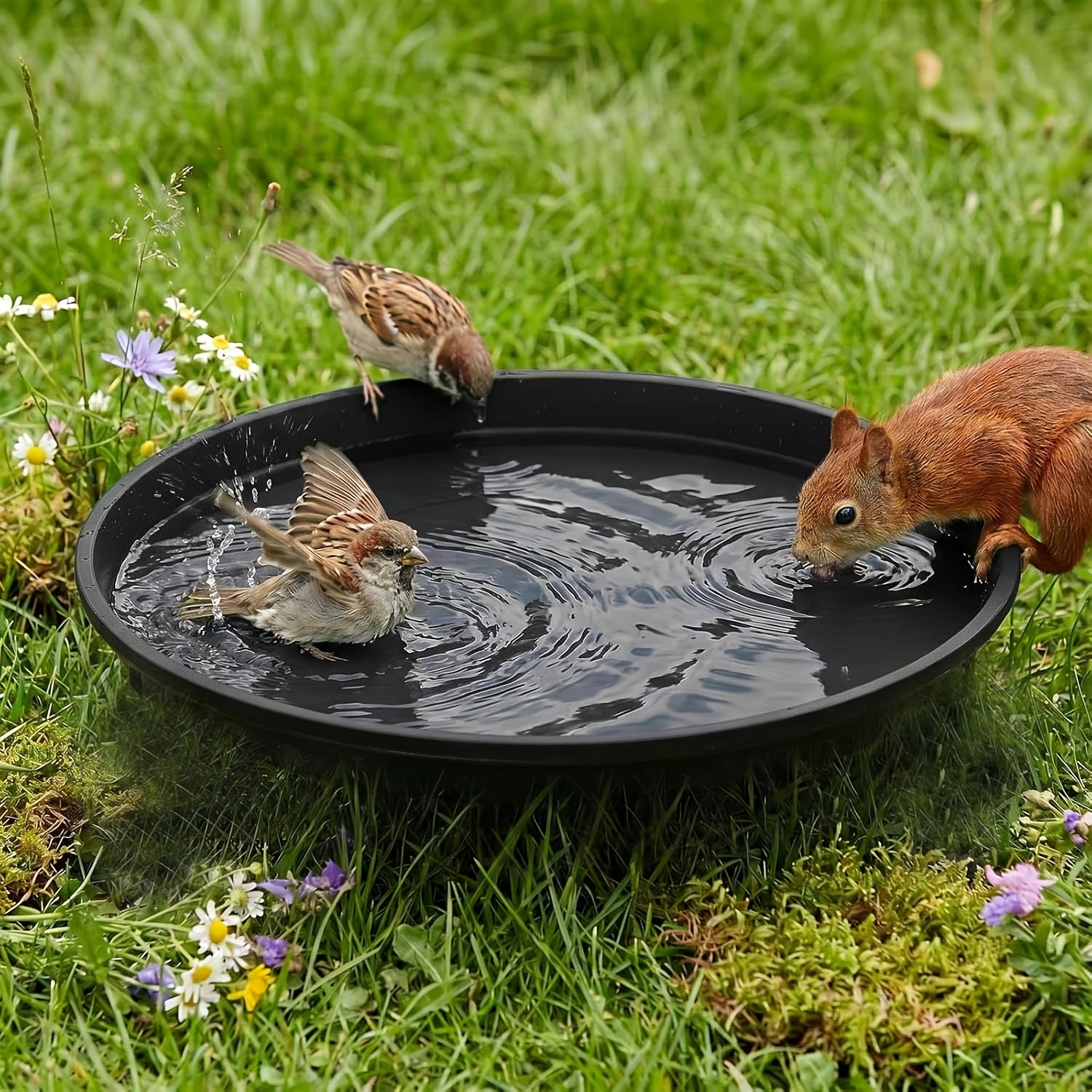 TEMU Floor-standing Bird Bath, Large Outdoor Freestanding Bird Bath, Suitable For Courtyard Gardens Or Outdoor Use, Tabletop And Ground Courtyard