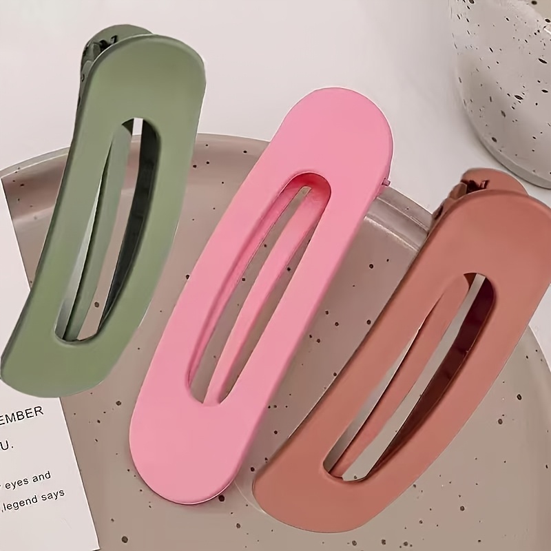 3pcs Ladies' Elegant Matte Large Hair Clip- Acrylic Anti-Slip Toothed Hairpin, Easy And Elegant Rectangular Hairpin, Stable And Fixed, Solid-Color Headpiece, Suitable for Daily And Formal Looks, Cute Hair Accessory, Smooth Surface