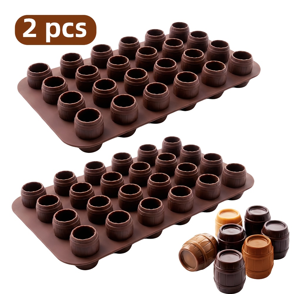 TEMU 2pcs Root Beer Barrels Molds Silicone Molds For Hard Candies, Gummies, Caramel, Chocolate Made Into 24 Barrels Of Candy