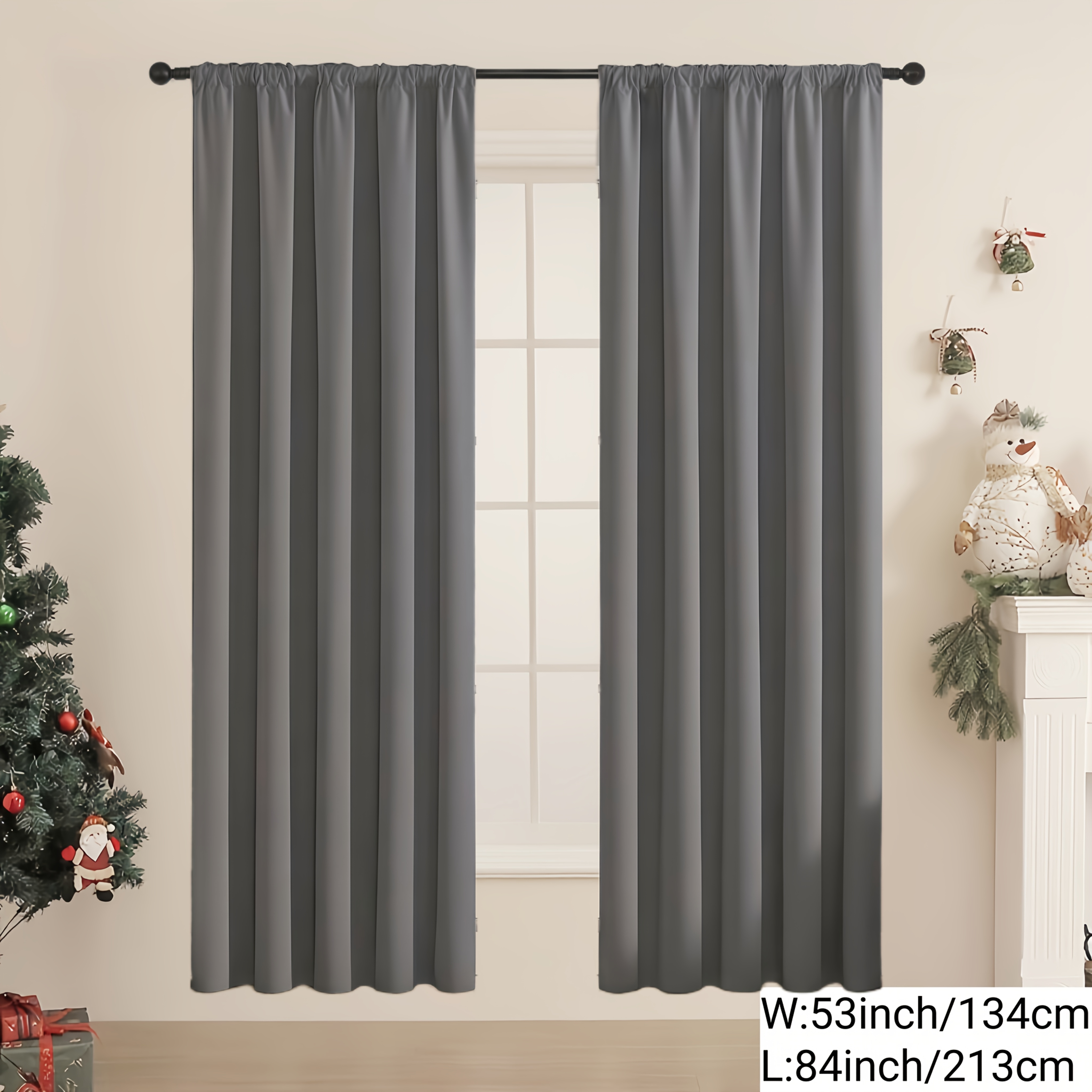 TEMU 2 piezas, Cortinas opacas 100% para el dormitorio, hechas de poliéster con material revestido, para colgar con bolsillo superior para barra,