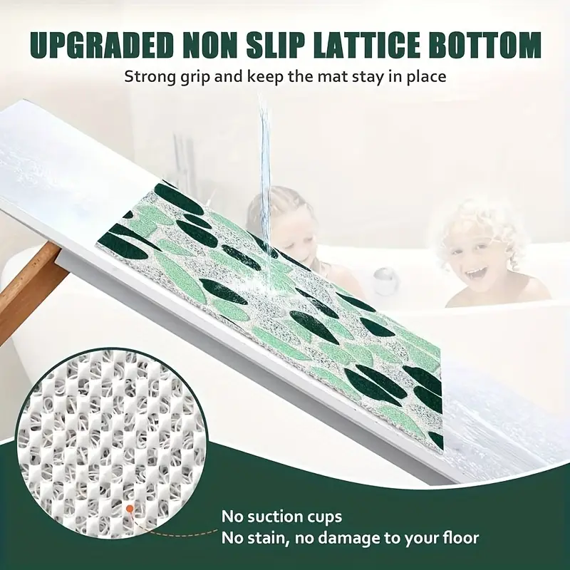 1pc pvc bathroom rug with drainage holes patterns cuttable textured surface for grip non slip shower mat bathroom decoration Product details 1
