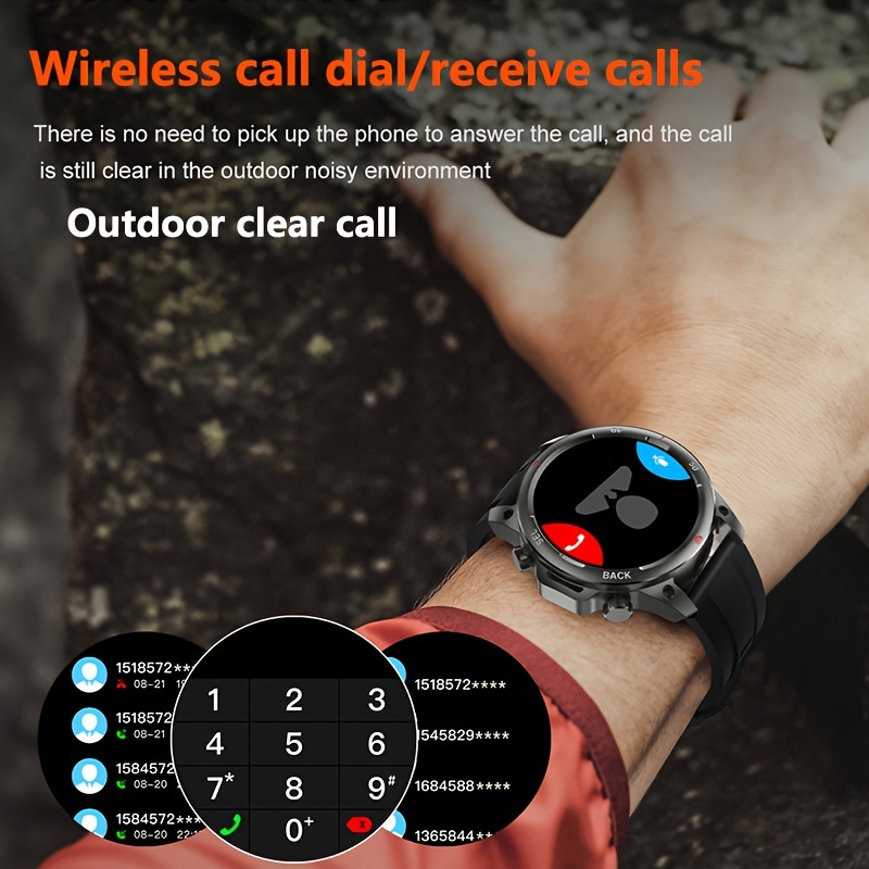 Men's Smartwatch HD LED Display, AI Voice Assistant, Wireless Calling, GPS Tracker, Compass, Fitness Tracker with Stainless Steel/Silicone Band_voghion.com