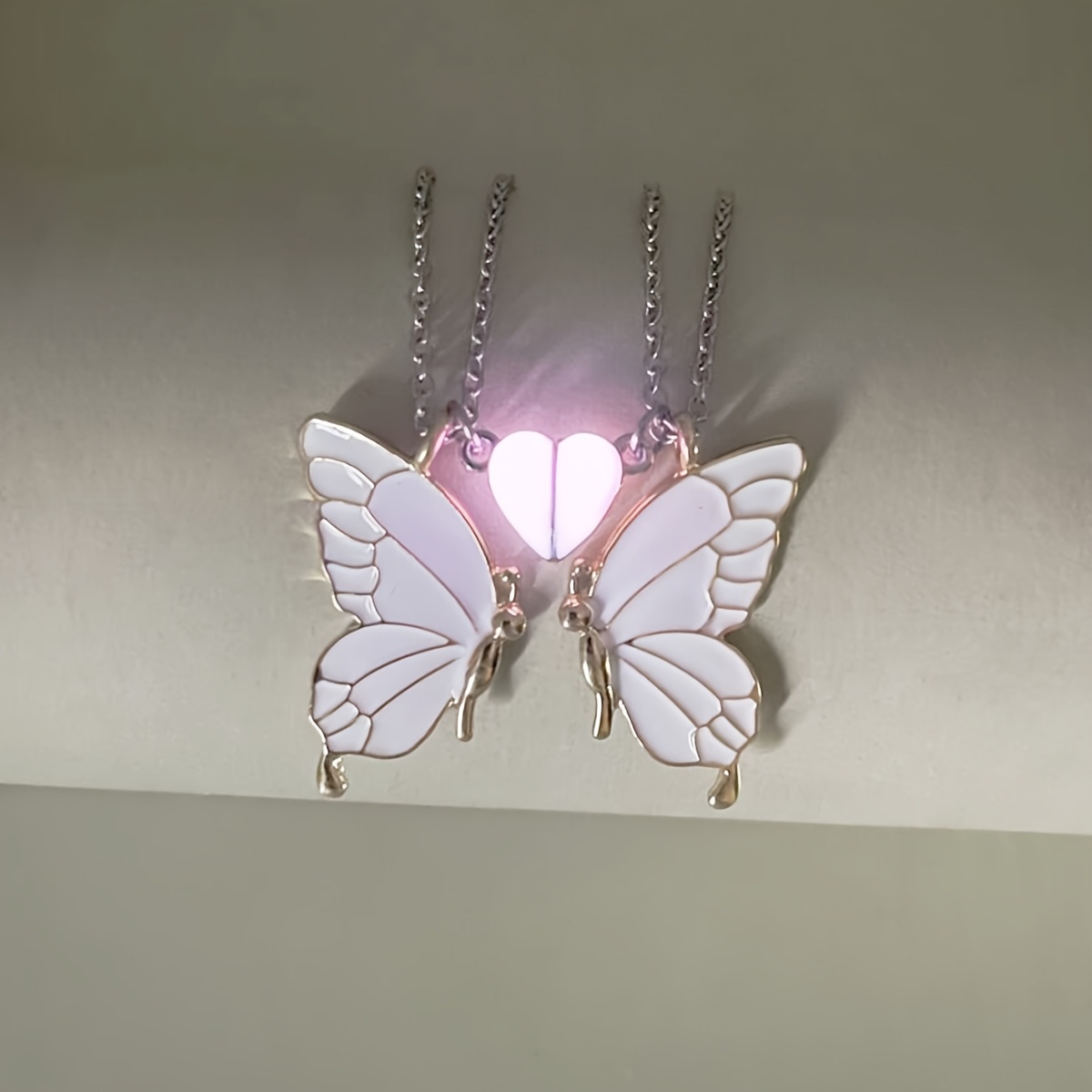 TEMU 2pcs/set Of Sister Necklace Heart Shaped Jewelry