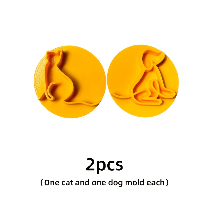Image of 2pcs Art Cat And Dog Shaped Clay Stamp Set, 3d-printed Plastic Molds. The Exudes An Artistic Vibe, Perfect For Ceramic Plates, Cups, Or Other Ceramic Decorative Pendants. Beginner Pottery Artists