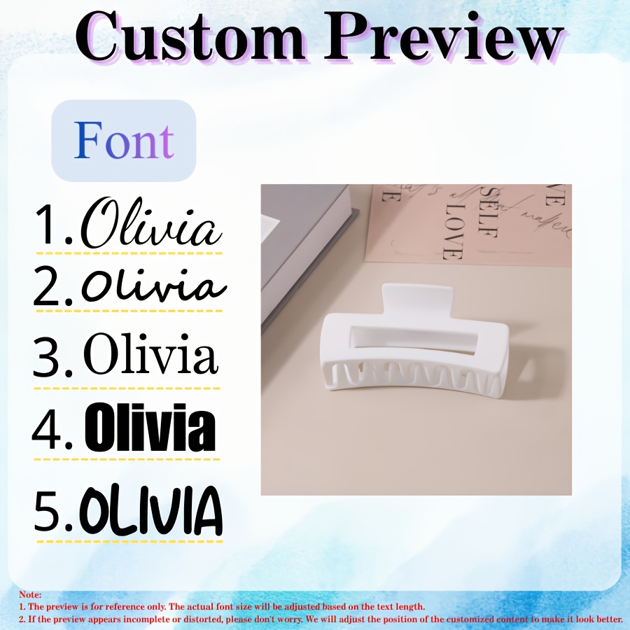 TEMU Personalized Engraved Hair Clip | Customizable Large Jaw-style Barrette | Elegant Women's Hairstyle Accessory | , Long-hair Types | Wedding
