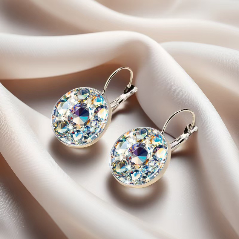 iridescent hoop earrings for women classic   alloy copper hooks sparkling synthetic gemstones in     for daily wear special occasion