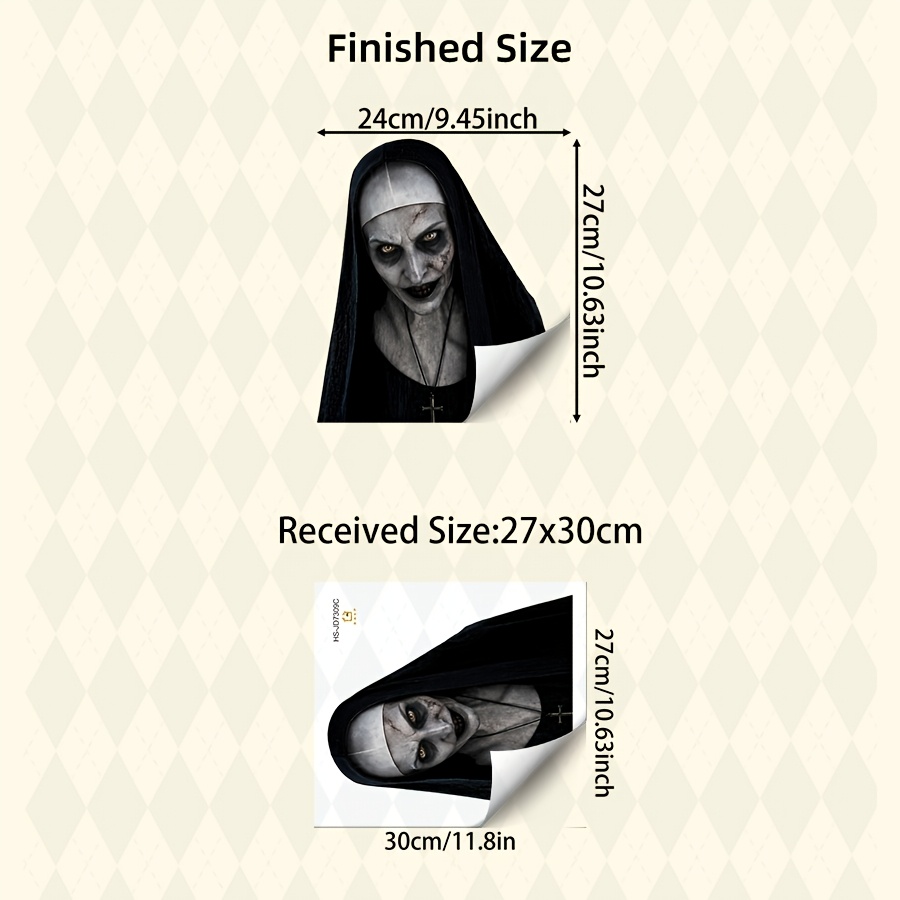 Image of 1pc Horror Peeking Static Cling Window Sticker, Double-sided Reusable Glass Sticker, Spooky Decals For Home Bar Cafe Party Window Wall Decor Ornaments