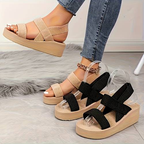 womens adjustable crisscross open sandals breathable fabric lightweight eva sole summer outdoor all day wear crisscross design eva material minimalist style soft insole casual look women shoes
